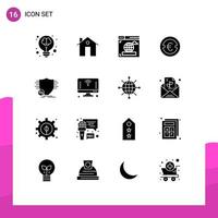 Universal Icon Symbols Group of 16 Modern Solid Glyphs of money finance buildings euro web Editable Vector Design Elements