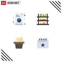 4 Creative Icons Modern Signs and Symbols of printer box grocery fruit calendar Editable Vector Design Elements