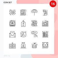 16 Universal Outline Signs Symbols of development manipulation umbrella manipulate control Editable Vector Design Elements