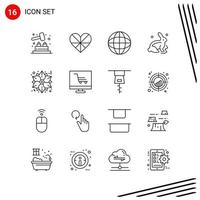 Collection of 16 Vector Icons in Line style Pixle Perfect Outline Symbols for Web and Mobile Line Icon Signs on White Background 16 Icons Creative Black Icon vector background