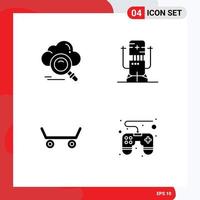 Pack of 4 Modern Solid Glyphs Signs and Symbols for Web Print Media such as cloud medical online bot sport Editable Vector Design Elements