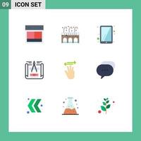 Editable Vector Line Pack of 9 Simple Flat Colors of left hand cursor ipad hand engineering design Editable Vector Design Elements