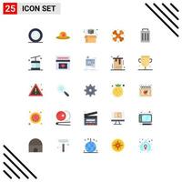 25 User Interface Flat Color Pack of modern Signs and Symbols of trash delete model sign crossed Editable Vector Design Elements