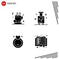 Collection of 4 Vector Icons in solid style Pixle Perfect Glyph Symbols for Web and Mobile Solid Icon Signs on White Background 4 Icons Creative Black Icon vector background