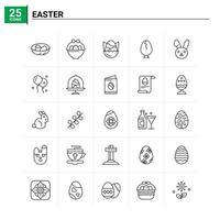 25 Easter icon set vector background