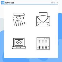 Modern 4 Line style icons Outline Symbols for general use Creative Line Icon Sign Isolated on White Background 4 Icons Pack Creative Black Icon vector background