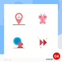 Group of 4 Modern Flat Icons Set for location cup animal nature event Editable Vector Design Elements