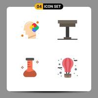 4 Universal Flat Icons Set for Web and Mobile Applications human chemical puzzle furniture laboratory Editable Vector Design Elements