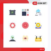 Universal Icon Symbols Group of 9 Modern Flat Colors of symbolism gold network support lifesaver Editable Vector Design Elements