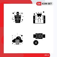 Solid Glyph Pack of 4 Universal Symbols of blood accounting halloween shop calculate Editable Vector Design Elements