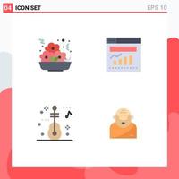 Mobile Interface Flat Icon Set of 4 Pictograms of fast music nugget internet god Editable Vector Design Elements