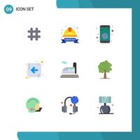 Pack of 9 Modern Flat Colors Signs and Symbols for Web Print Media such as transport left labour badge direction mobile Editable Vector Design Elements