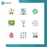 9 Universal Flat Color Signs Symbols of diploma business global sound juggling Editable Vector Design Elements