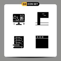 User Interface Pack of 4 Basic Solid Glyphs of development app web creative window Editable Vector Design Elements