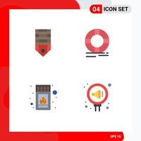 Set of 4 Modern UI Icons Symbols Signs for badge ring stripes help fire Editable Vector Design Elements