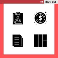 4 Icon Pack Solid Style Glyph Symbols on White Background Simple Signs for general designing Creative Black Icon vector background