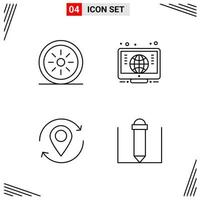 4 Icons Line Style Grid Based Creative Outline Symbols for Website Design Simple Line Icon Signs Isolated on White Background 4 Icon Set Creative Black Icon vector background