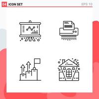 Collection of 4 Vector Icons in Line style Modern Outline Symbols for Web and Mobile Line Icon Sign Isolated on White Background 4 Icons Creative Black Icon vector background