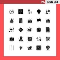 Pack of 25 Modern Solid Glyphs Signs and Symbols for Web Print Media such as cake development security developer basic Editable Vector Design Elements