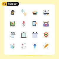 Universal Icon Symbols Group of 16 Modern Flat Colors of lock card protection business atm card leadership Editable Pack of Creative Vector Design Elements