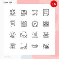 Modern Set of 16 Outlines and symbols such as design communication skipping chat paper Editable Vector Design Elements