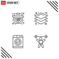 Pixle Perfect Set of 4 Line Icons Outline Icon Set for Webite Designing and Mobile Applications Interface Creative Black Icon vector background