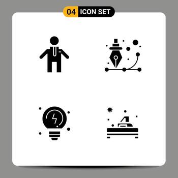 Editable Vector Line Pack of Simple Solid Glyphs of man thinking design process spa Editable Vector Design Elements