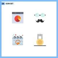 Pack of 4 creative Flat Icons of business break website glasses cup Editable Vector Design Elements