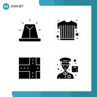 Vector Pack of 4 Glyph Symbols Solid Style Icon Set on White Background for Web and Mobile Creative Black Icon vector background