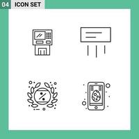 Mobile Interface Line Set of 4 Pictograms of atm conditioner cashpoint machine home Editable Vector Design Elements