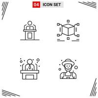 4 Icons Line Style Grid Based Creative Outline Symbols for Website Design Simple Line Icon Signs Isolated on White Background 4 Icon Set Creative Black Icon vector background