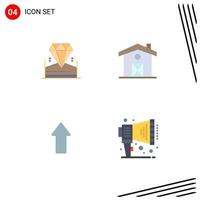 Mobile Interface Flat Icon Set of 4 Pictograms of brilliant up hotel canada announce Editable Vector Design Elements