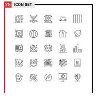Modern Set of 25 Lines and symbols such as grid heart quran love islam Editable Vector Design Elements
