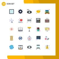 25 User Interface Flat Color Pack of modern Signs and Symbols of books king cam empire media Editable Vector Design Elements