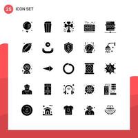 Modern Set of 25 Solid Glyphs Pictograph of athletics medical bone heart beat scary Editable Vector Design Elements