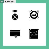 Set of 4 Vector Solid Glyphs on Grid for best finance position marketing payments Editable Vector Design Elements