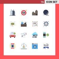 Flat Color Pack of 16 Universal Symbols of allergy watchkit factory chimney ball game Editable Pack of Creative Vector Design Elements