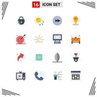 Pack of 16 creative Flat Colors of shooting bulls forward ambition point Editable Pack of Creative Vector Design Elements