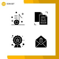 4 Icon Set Solid Style Icon Pack Glyph Symbols isolated on White Backgound for Responsive Website Designing Creative Black Icon vector background