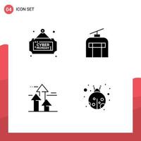 Pictogram Set of 4 Simple Solid Glyphs of board break sale traveling forward Editable Vector Design Elements