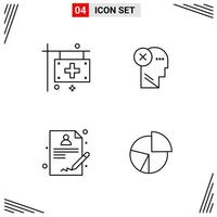 4 Icons Line Style Grid Based Creative Outline Symbols for Website Design Simple Line Icon Signs Isolated on White Background 4 Icon Set Creative Black Icon vector background