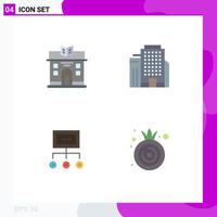 4 User Interface Flat Icon Pack of modern Signs and Symbols of city graph office network organization Editable Vector Design Elements