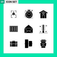 Pack of 9 Solid Style Icon Set Glyph Symbols for print Creative Signs Isolated on White Background 9 Icon Set Creative Black Icon vector background