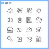 16 Icons Line style Creative Outline Symbols Black Line Icon Sign Isolated on White Background Creative Black Icon vector background