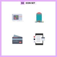 4 Flat Icon concept for Websites Mobile and Apps control card sound office payment Editable Vector Design Elements