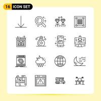 16 Creative Icons for Modern website design and responsive mobile apps 16 Outline Symbols Signs on White Background 16 Icon Pack Creative Black Icon vector background