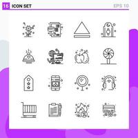 Set of 16 icons in Line style Creative Outline Symbols for Website Design and Mobile Apps Simple Line Icon Sign Isolated on White Background 16 Icons Creative Black Icon vector background