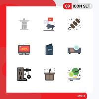 Stock Vector Icon Pack of 9 Line Signs and Symbols for update news marketing information travel Editable Vector Design Elements