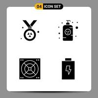 4 Black Icon Pack Glyph Symbols Signs for Responsive designs on white background 4 Icons Set Creative Black Icon vector background