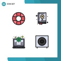 User Interface Pack of 4 Basic Filledline Flat Colors of help support education gear devices Editable Vector Design Elements